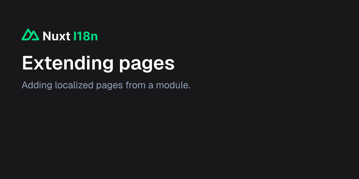 Extending pages - Nuxt I18n