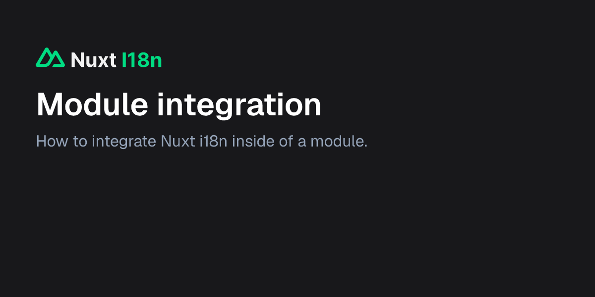 Module integration - Nuxt I18n
